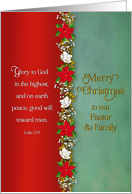 Christmas Pastor and Family Poinsettias Overlap Christian Verse card