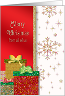 Christmas From All of Us Snowflakes Presents on Split Card with Border card
