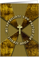 Pastor Appreciation Day Faux Gold Cross Gold Tones Abstract Design card