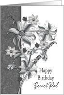 Birthday Secret Pal Shades of Gray Floral Arrangement card