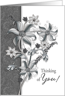 Thinking of You Shades of Gray Floral Arrangement card
