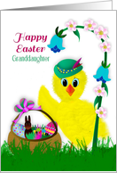 Easter Granddaughter Large Happy Yellow Chick with Easter Basket card