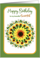 Birthday Secret Pal Bright and Large Sunflower Motif Design card