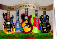Music Awakens the Soul Notecard Collection of Guitars in Bold Colors card