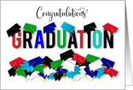 Congratulations Graduation Day Assortment of Colorful Graduation Caps card