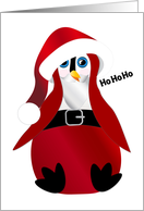 Christmas Ho Ho Ho Santa Penguin Wearing Santa Claus Suit card