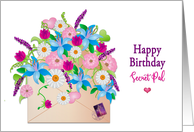 Birthday Secret Pal Colorful Flower Arrangement Inside Envelope card