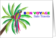 Bon Voyage Safe Travels Colorful Tropical Parrot card