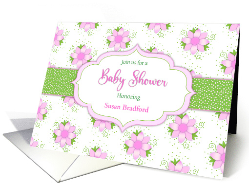 Baby Shower Invitation Name Insert Delicate Pink Daisy... (1739716)
