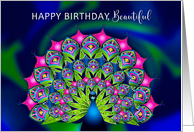 Birthday Sweetheart Beautiful Abstract Peacock Many Bright Colors card
