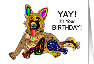Birthday Happy German Shepherd Dog Kaleidoscope Collection card