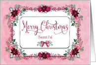Christmas Secret Pal Poinsettias Pink and Burgundy Flowers card