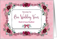 Renewing Wedding Vows Invitation Poinsettias Burgundy Name Insert card