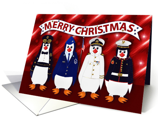 Christmas Four Penguins in Military Attire Navy Airforce... (1743264)
