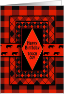 Happy Birthday TOUGH GUY Red Black Plaid Patterns card