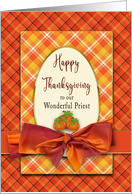 Thanksgiving Priest Orange Plaid Layers with Faux Orange Bow card