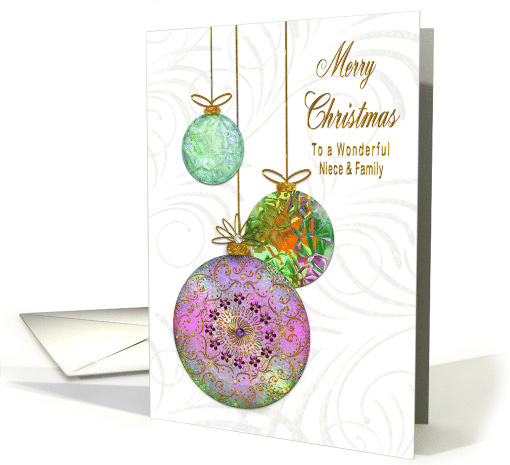 Christmas Niece and family Ornate Christmas Hanging Ornaments card