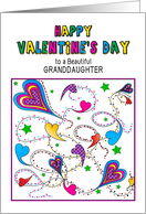 Valentines Day String of abstract Colorful Hearts for Granddaughter card