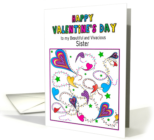 Valentines Day String of abstract Colorful Hearts for Sister card