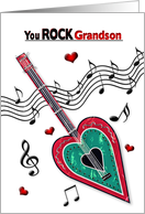 Valentine Grandson Heart Guitar Music Notes You Rock card