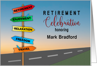 Retirement Celebration Invitation Road Directional Signs Name Insert card