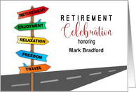 Retirement Celebration Invitation Road Directional Signs Name Insert card