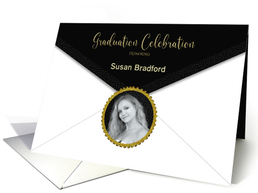 Graduation Invitation Classy Envelope with Photo and Name Insert card