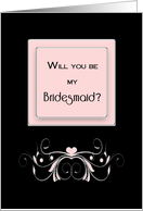 Bridal Party Invitation, Bridesmaid, Black, Silver, Pink Design card