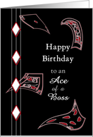 Birthday, Boss, Abstract Floating Playing Cards, Ace of a Boss card