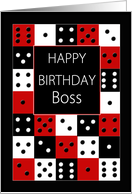Birthday Boss, Red and Black Dominoes card