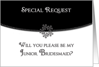 Bridal party invitation - Junior Bridesmaid - Black/White Envelope card