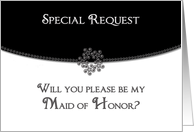 Bridal Party Invitation - Maid of Honor - Black/White Envelope card