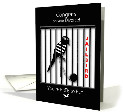 Divorce, Congrats, Humor Concept of Jailbird Free to Fly card (552215)