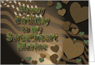 Birthday,Sweetheart, Marine,Patriotic,USA Flag, Brown Tones with Heart card
