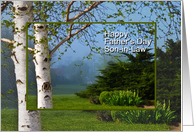 Father’s Day, Son-in-law, Beautiul White Birch Tree on a Misty Morning card