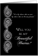 Hostess Invitation Friend- Black and Silver Paisley card