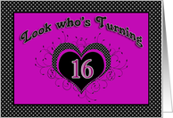 Sweet 16 - Birthday - Teen - Heart - card