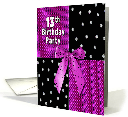 13th Birthday Party Invitation,Gift, Present Black Fuschia... (847544)