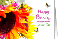 Birthday, Secret Pal,Bright Sunflowers and Butterflies card