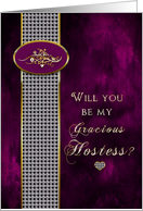 Hostess- Bridal Party Invitation - Purple - Diamonds (Faus) - Gold (faux) card