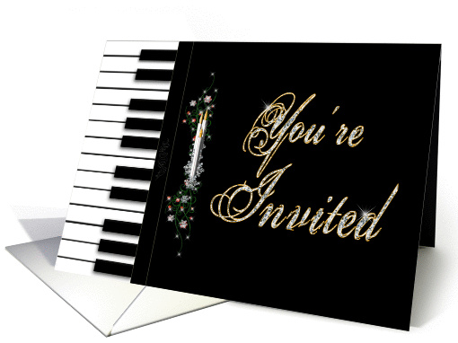 Christmas Party Invitation - Piano - Candles - Keyboard -... (860277)