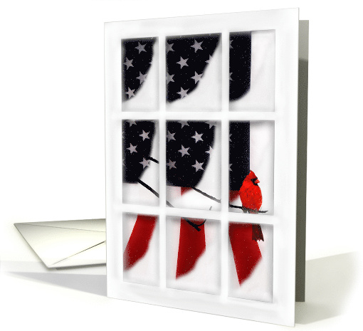 Thinking of You Patriotic Christmas Window Pane, Flag and... (883859)