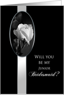 Junior Bridesmaid- BRIDAL PARTY- REQUEST- -Black & White - White Rose card