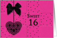 Sweet16birthdaypartyinvitation-Fuchsia-Polkadots card