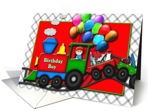 Birthday Boy, Train, Balloons, Festive card (928685)