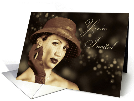 Invitation - Multi Purpose - Vintage Lady - Sepia card (940082)