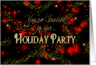 HOLIDAY PARTY - INVITATION, in red and gold sparkle card