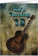 13th Birthday Party Invitation ( Guitar) Male card