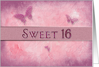 Sweet 16th Birthday Party Invitation Pink/Butterflies card