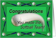 Softball Team Congratulations Green card